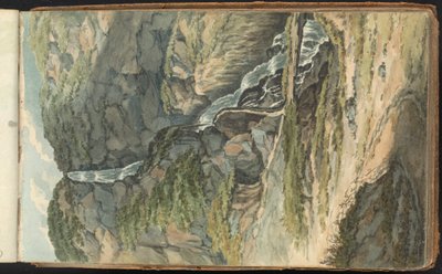 Album mit Landschafts- und Figurenstudien. Ein Wasserfall von Thomas Bradshaw