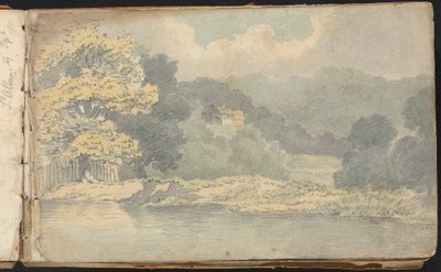 Album mit Landschafts- und Figurenstudien: Landschaftsszene in der Nähe von St. Albans von Thomas Bradshaw