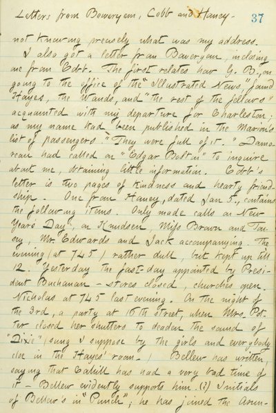 Thomas Butler Gunn Tagebücher - Band 15, Seite 44, 6. Januar 1861 von Thomas Butler Gunn
