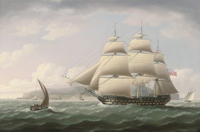 Das Schiff der Honourable East India Company, Dunira, passiert die Bucht von Funchal auf der Insel Madeira von Thomas Buttersworth