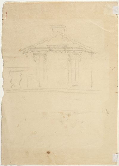 Freihandzeichnung der Ansicht des neuen Studios in Cedar Grove von Thomas Cole