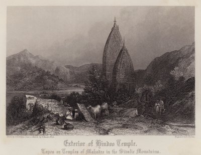 Außenansicht des Hindoo-Tempels von Thomas Colman (after) Dibdin