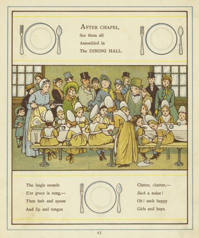 Eine Gruppe von Kindern, die um einen Esstisch sitzen von Thomas Crane