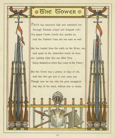 Vers über den Tower of London mit Bildern von Rüstungen und Waffen von Thomas Crane