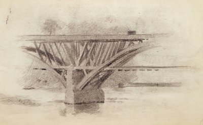 Zeichnung der Girard Avenue Brücke, Rückseite Skizze eines Ruders, ca. 1871 von Thomas Eakins