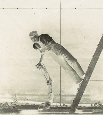 Mann auf einer Leiter mit seziertem Pferdebein von Thomas Eakins