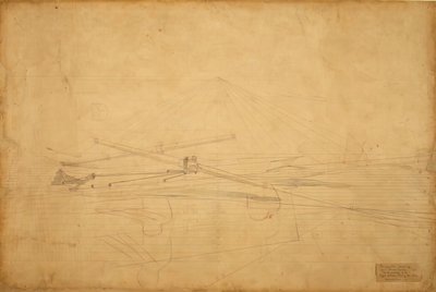 Perspektivische Zeichnung für Die Biglin-Brüder drehen den Pfahl, ca. 1873 von Thomas Eakins