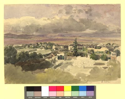 Ansicht von Döbling (?) in Richtung Kahlengebirge, Blick in die Silbergasse von Thomas Ender