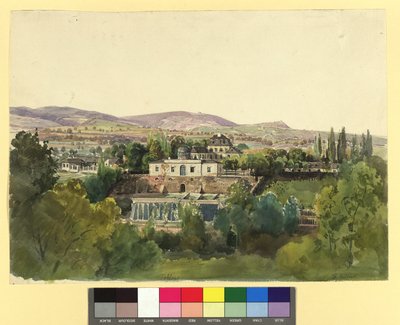 Blick von Döbling auf das Kahlengebirge und die Villa des Freiherrn Johann von Lang von Thomas Ender