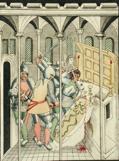 Die Ermordung von St. Thomas a Becket in Canterbury, aus der Kapelle der Dreifaltigkeit in Stratford Upon Avon von Thomas Fisher Hoxton