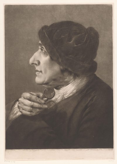 Mann mit Brille in der Hand von Thomas Frye