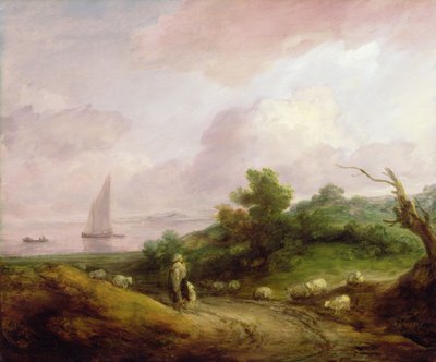 Küstenlandschaft mit einem Hirten und seiner Herde, ca. 1783-4 von Thomas Gainsborough
