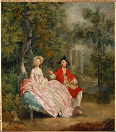 Gespräch in einem Park - Der Künstler und seine Frau Margaret in einem Park von Thomas Gainsborough