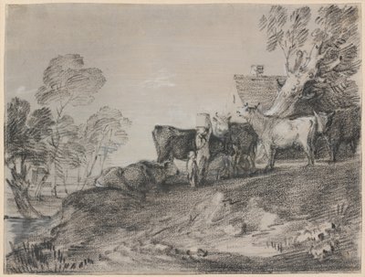 Landschaft mit Vieh bei einem Cottage von Thomas Gainsborough