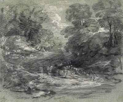 Landschaft mit Bauernwagen auf einem gewundenen Weg zwischen Bäumen von Thomas Gainsborough