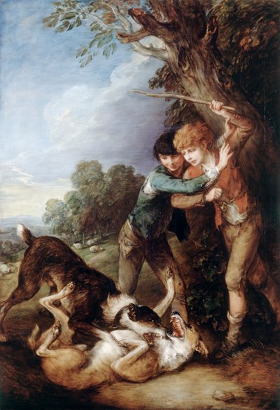 Zwei Hirtenjungen mit kämpfenden Hunden von Thomas Gainsborough