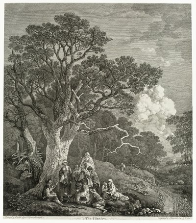 Waldlandschaft mit Zigeunern um ein Feuer versammelt von Thomas Gainsborough
