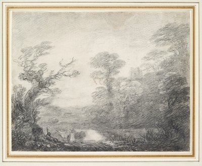 Waldlandschaft mit Hirten, Kühen und Kirchturm von Thomas Gainsborough