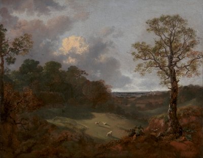 Bewaldete Landschaft mit Hütte und Schäfer von Thomas Gainsborough RA