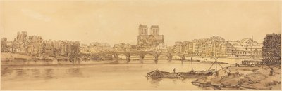 Ansicht von Pont de la Tournelle und Notre Dame vom Arsenal aus: pl.11 von Thomas Girtin