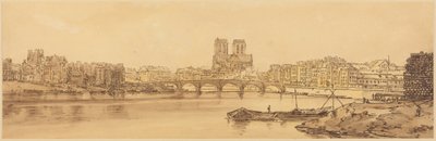Ansicht der Pont de la Tournelle und Notre Dame vom Arsenal: Pl.11 von Thomas Girtin