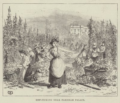 Hopfenernte in der Nähe des Farnham Palace von Thomas Harrington Wilson