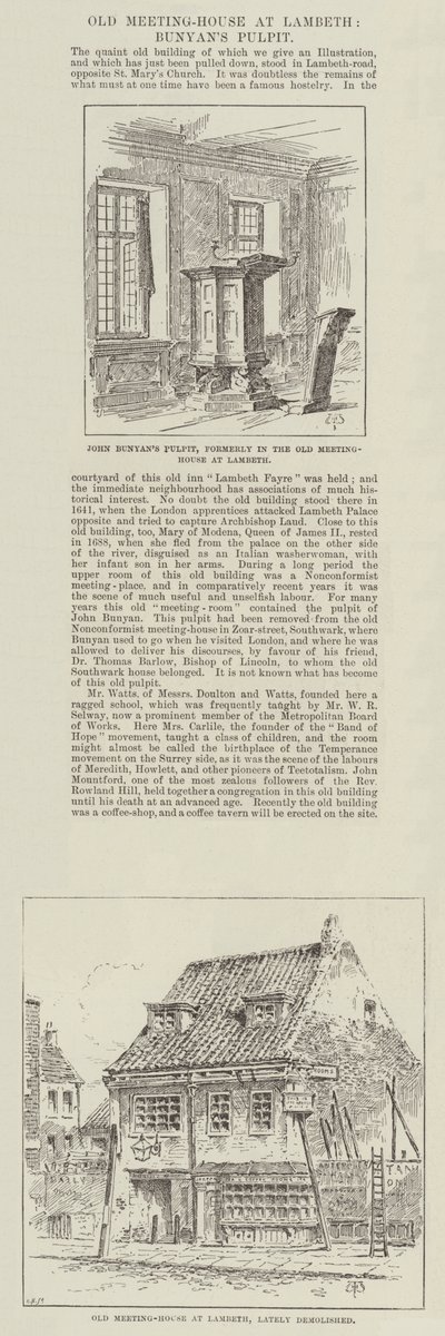 Altes Versammlungshaus in Lambeth, Bunyans Kanzel von Thomas Harrington Wilson