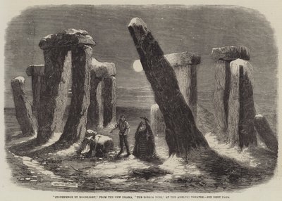 Stonehenge bei Mondlicht, aus dem neuen Drama, Der Borgia-Ring, im Adelphi-Theater von Thomas Harrington Wilson