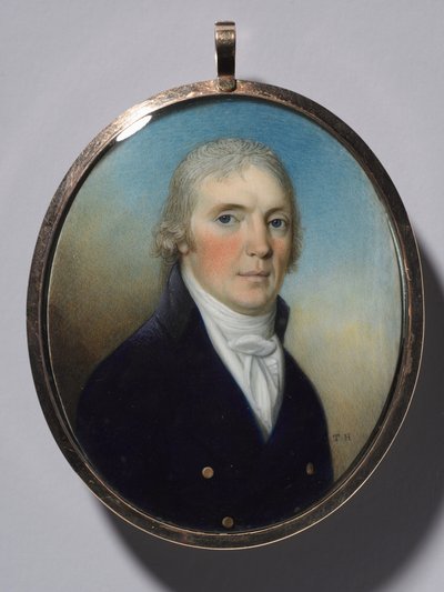 Paar Miniaturen: Porträt eines Mannes und Porträt einer Frau mit einer Miniatur, ca. 1780 von Thomas Hazlehurst