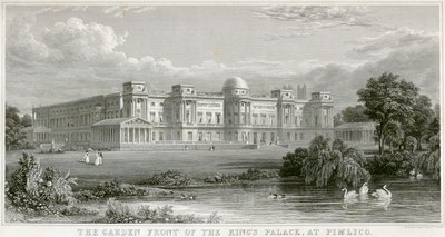 Die Gartenfront des Königspalastes in Pimlico, Buckingham Palace, London, 1829 von Thomas Higham