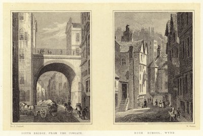 South Bridge, von der Cowgate; High School, Wynd (Gravur) von Thomas Hosmer (after) Shepherd