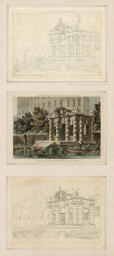 Buckingham Stairs Water Gate, vom Fluss aus von Thomas Hosmer Shepherd