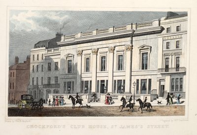 Crockfords Club House, St. James Street. Veröffentlicht 1828 von Thomas Hosmer Shepherd