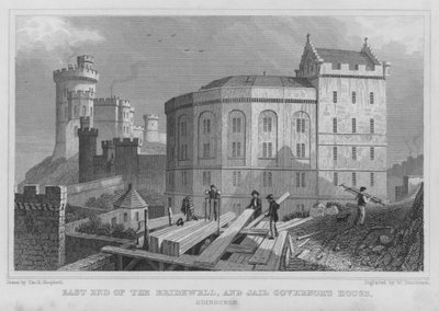Ostende des Bridewell und Haus des Gefängnisdirektors, Edinburgh (Gravur) von Thomas Hosmer Shepherd