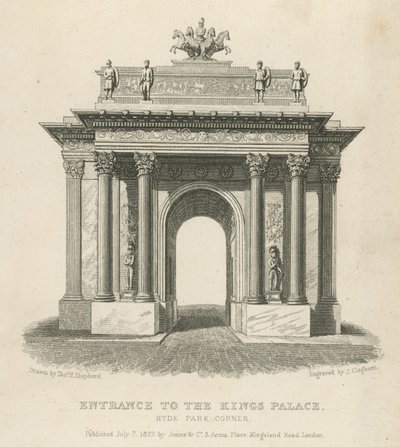Eingang zum Königspalast, Hyde Park Corner von Thomas Hosmer Shepherd