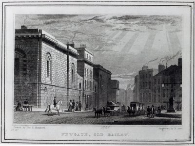 Newgate-Gefängnis und das Old Bailey, graviert von Robert Acon, 1831 von Thomas Hosmer Shepherd