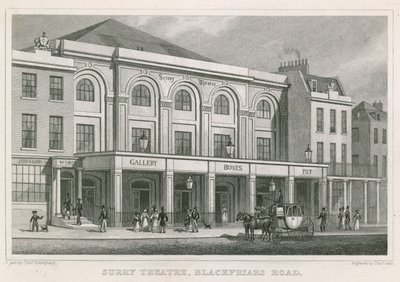 Surrey Theatre, Blackfriars Road, London (Gravur) von Thomas Hosmer Shepherd