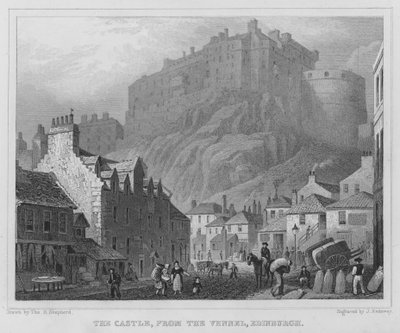 Das Schloss, vom Vennel, Edinburgh (Gravur) von Thomas Hosmer Shepherd