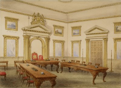 Der Direktoren-Sitzungssaal, East India House, Leadenhall Street, London, um 1820 von Thomas Hosmer Shepherd