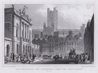 Die Guildhall und Kathedrale, von der High Street, Bath von Thomas Hosmer Shepherd