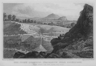 Die Steinbrüche, Craigleith, bei Edinburgh (Gravur) von Thomas Hosmer Shepherd