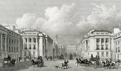 Waterloo Place und ein Teil der Regent Street, veröffentlicht 1828 von Thomas Hosmer Shepherd