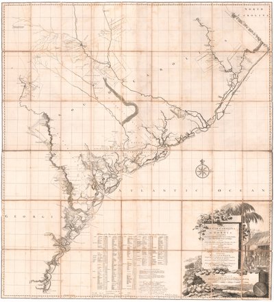 Eine Karte von South Carolina und einem Teil von Georgia von De Brahm von Thomas Jefferys