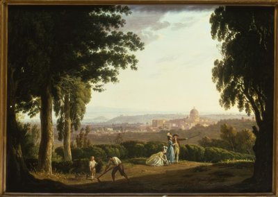 Elegante Figuren auf einem Hügel mit Blick auf Rom von Thomas Jones