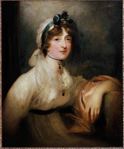Porträt von Lady Milner Junge Dame in einem Kleid des ersten Kaiserreichs, mit einem blutigen Druck von einem Band bedeckt. Gemälde von Sir Thomas Lawrence von Thomas Lawrence