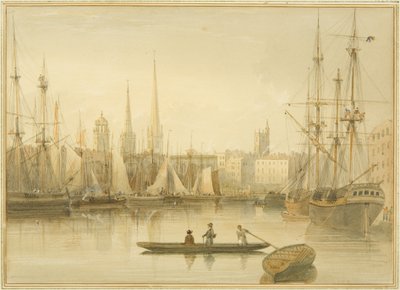 Blick auf den schwimmenden Hafen von Redcliffe Back Ferry von Thomas Leeson the Elder Rowbotham