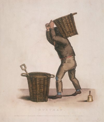 Müllmann trägt einen Korb mit Abfall auf dem Rücken, 1820 von Thomas Lord Busby