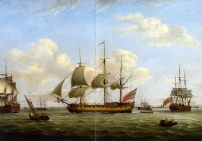 HMS Maria Anna-Earl of Chatham-Achilles-Thomas Luny von Thomas Luny