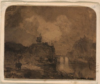 Zeichnung, Flusslandschaft, Grand Canyon, Colorado, 1870 von Thomas Moran