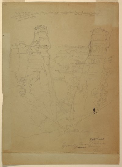Zeichnung, Felstürme im Muave [Muav] Canyon, Colorado, 1873 von Thomas Moran